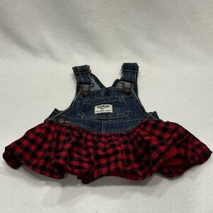 OshKosh B'Gosh Overall Jumper Dress Infant Size 3 Months Red Buffalo Check
